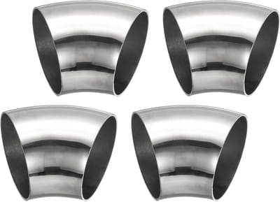 4 Stuks RVS Pijpbochten 45 Graden, 60mm Buiten Diameter, Uitlaatpijp Verbinder voor Auto en HVAC, Duurzaam en Corrosiebestendig 304 Staal