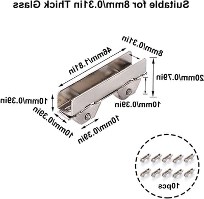 Glasdeurwielen Clips, 10 Stuks IJzeren Rollen voor Glijdende Deuren, Geschikt voor 8mm Dikke Glasdeuren en Kasten met 8mm Sleufbreedte