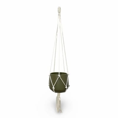 Plantenhanger 'Classic' - Kies kleur en lengte - Gebroken Wit - 100 cm lang - Katoenkoord - Geschikt voor Pot met Diameter t/m 20 cm - Handgemaakt in ons Macramé Atelier - Prijs per Stuk - Let op: Exclusief Pot - Inclusief Verzendkosten