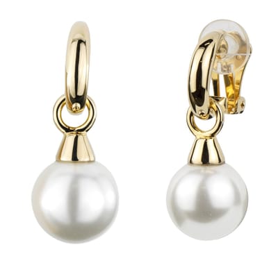 Traveller Clip Oorbellen - Oorclips Dames - Hangers - Pareloorclips - Goudkleurig - Wit - Parels ø 14 mm - Verguld - 114242