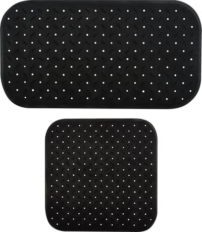 MSV Douche/bad anti-slip matten set badkamer - rubber - 2x stuks - zwart - 2 formaten
