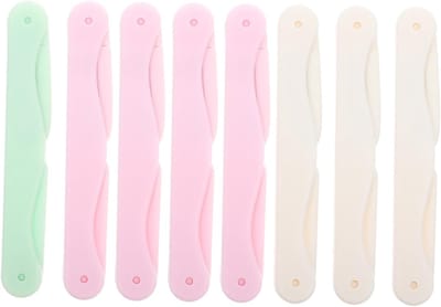 Opvouwbare Wenkbrauwtrimmers - Scheermesjes met Kam - Precisie Styling - Roestvrijstalen Mesjes - 8 Stuks - Gemengde Kleuren