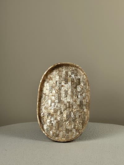 Blitzdeco - Schelpen Schaal Ovaal - Bonnie - Warm Beige Parelmoer - Handgemaakt & Uniek