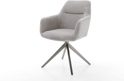Eetkamerstoel Pejo-Flex kruisframe breed grafiet koord zilver grijs 360° draaibaar rocker-functie pocketveer kern