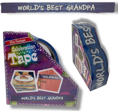 Feestelijke Decoratietape – World's Best Grandpa – 25m Funtape 4 Stuks