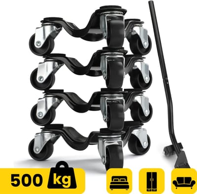 Moeve Meubelroller - Stevig en handig voor zware meubels - Meubeltransporter - 5 delige Transporthulp - Draagvermogen 500kg - Transportroller - Meubelhondje - Meubelverplaatser