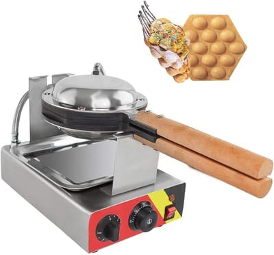Bubble Wafelijzer - Eierwafelmaker - Desserts Maken - 180° Roterend - 1400W - Zilver