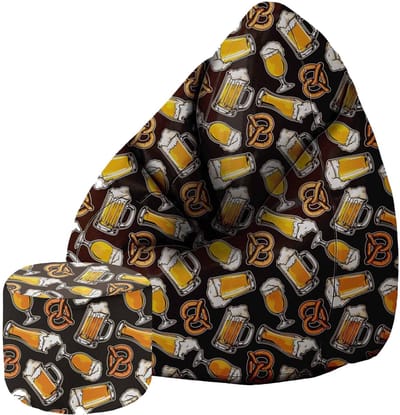 DreamRoots Oxford Zitzak voor Volwassenen – Luxe Beanbag met Voetsteun en Afneembare Hoes – Inclusief Vulling – 80x80x120 cm - Beer and Pretzels