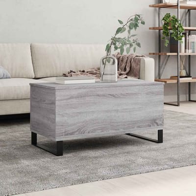 vidaXL - Salontafel - 90x44,5x45 - cm - bewerkt - hout - grijs - sonoma - eikenkleurig