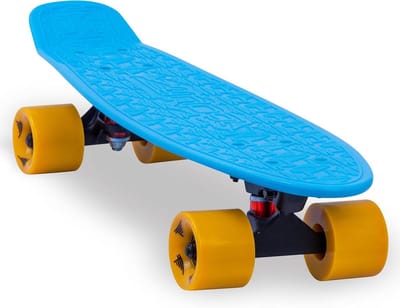 Mini Cruiser Skateboard - Plastic Board - Stad Verkennen - Hoge Impact Kunststof - 50 cm - Blauw Oranje