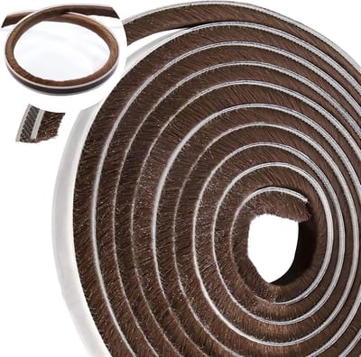 Schuifdeur Borstelstrip 10M Zelfklevende Borstelband Afdichtingsborstelstrip Winddicht en Stofdicht voor Schuifdeur, Raam en Kast, Bruin