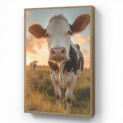 Wandlamp 70x100 cm - Oplaadbaar - Koe - Weiland - Dieren portret - Natuur - Koeien - Wandlampen binnen woonkamer - Slaapkamer lamp - Decoratieve nachtlamp - Vloerlamp draadloos