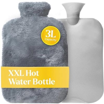 XXL Warmwaterkruik met Premium Nepbont Cover - Blauw