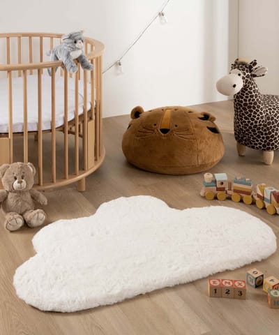 Kindervloerkleed wolk - Fluffy wit 70x115