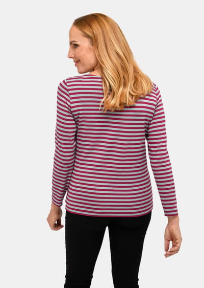 Meerkleurig gebreid, gestreept shirt - bordeaux / grijs - Gr. 38 van Goldner Fashion