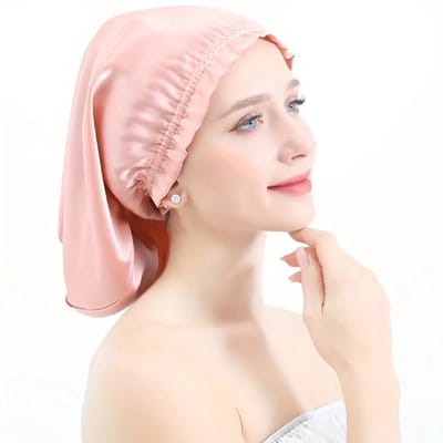 Nivard Zijden Slaapmuts - Satijnen Nachtmuts - Silk Bonnet - Sleep Cap - Haarverzorging - Satin - Verstelbaar - Voor Zacht & Stralend Haar - Roze