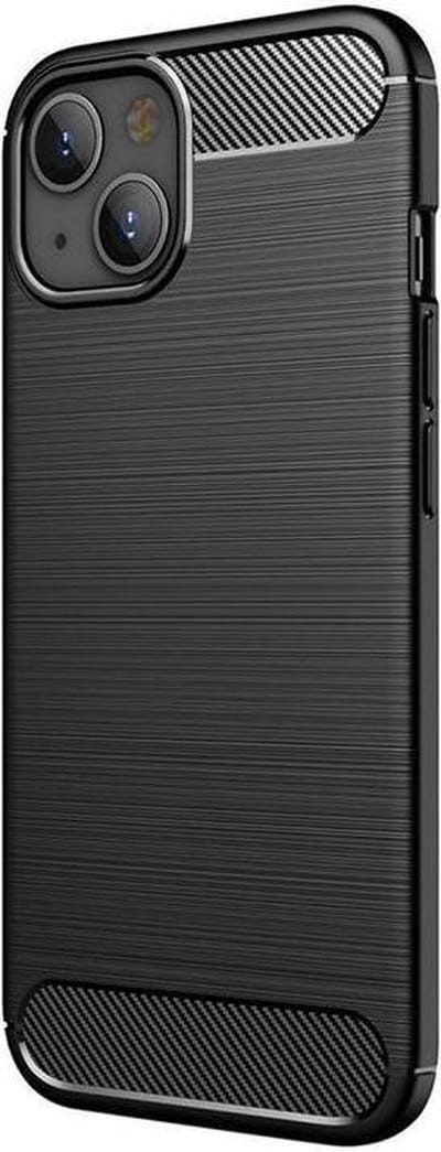 Geborsteld TPU Hoesje Geschikt voor Apple iPhone 13 Mini | Beschermhoes | Back Cover | Flexibel TPU | Stijlvol Carbon | Dun | Zwart