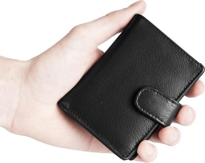 Pasjeshouder Uitschuifbaar – Zwart - Leer - Creditcard Houder - RFID – Anti Skim - Muntgeld Ritsvak - Pasjeshouder