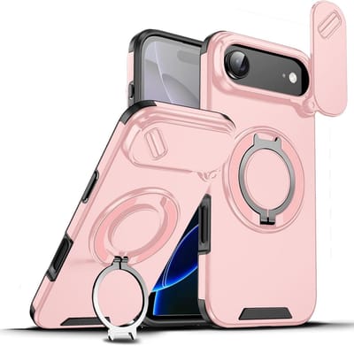 Hoesje Geschikt voor iPhone Air hoesje Rose Goud - Shock Hybrid Armor Hoes met Kickstand Ring en Camera Bescherming - Geschikt voor MagSafe