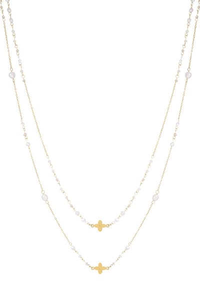 Double Clover Ketting - Lange Ketting - Dubbele Ketting - Stainless Steel Ketting- Lange Sier ketting