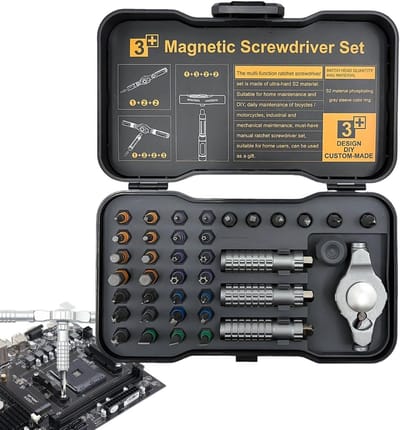 Magnetische Schroevendraaierset - Precisie Gereedschap - Elektronica Reparatie - 39 Delig Ratelmechanisme - Compacte Koffer - Grijs