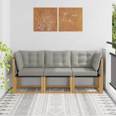 vidaXL - 3 - st - Outdoor - Midden- - en - Hoekbank - Wit