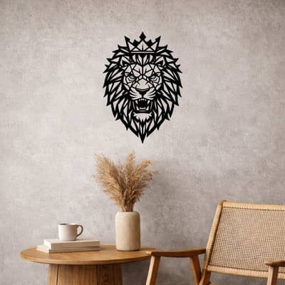 BR2Laser Koning Leeuw – Wanddecoratie – Lasergesneden Hout – Dierenkunst – 35 cm Breed