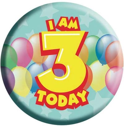 3 jaar verjaardag button