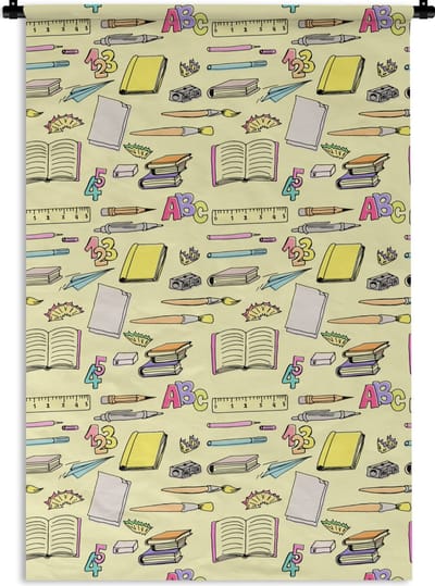 Wandkleed - Wanddoek - School - Patronen - Potlood - 120x180 cm - Wandtapijt