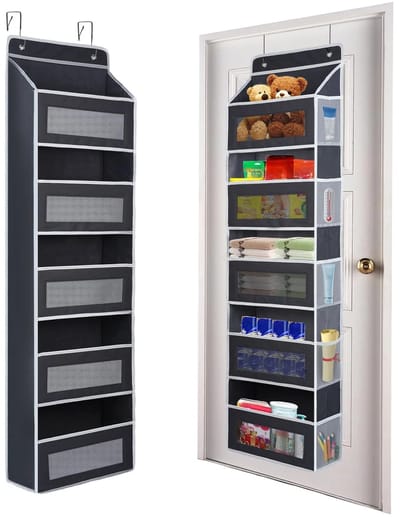 Stervia Hangende Organizer - Hangende Opberger - Deurorganizer - 5 Ruime Vakken - Zwart - 45 x 16.5 x 145 cm