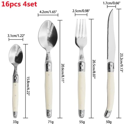 4-24 stuks Laguiole Diner set Ivoorwit Servies Steakmes Vork Lepel Theelepel Roestvrij staal Bestek Restaurant Tafelgerei