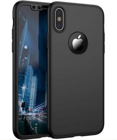 360 bescherming harde hoes + gehard glas voor iPhone X Zwart