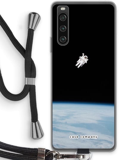 Case Company® - Hoesje met koord geschikt voor Sony Xperia 10 IV hoesje met Koord - Alone in Space - Telefoonhoesje met Zwart Koord - Bescherming aan alle Kanten en Over de Schermrand