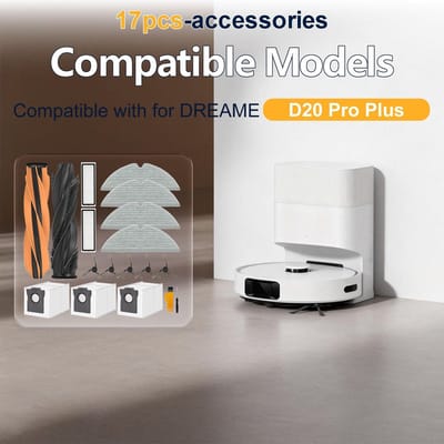 Dailygoods- Stofzuigeraccessoires 17 stuks - Hoofdborstel - Filters - Stofzuigerzakken - Reinigingsdoeken - Zijborstels - Compatibel met Dreame D20 Pro Plus - Stofzuigeronderdelen