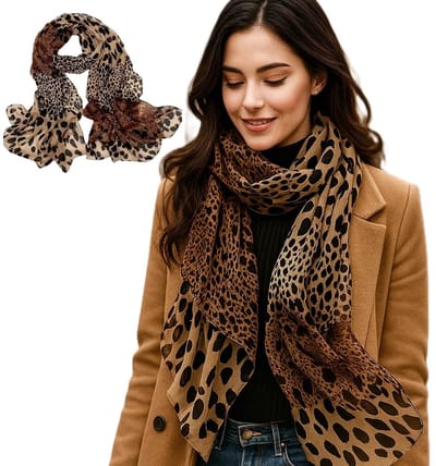 Bohemian Chic Sjaal met Luipaardprint – 100% Polyester – Lichtgewicht & Ademend – Decoratief & Winddicht – Voor Dames – Casual of Avondlook