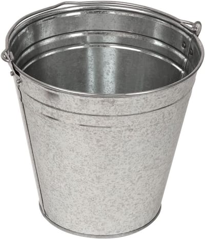 Verzinkte Emmer - Metalen Bak - Opslag en Transport - Kubus Model - 12 Liter - Zilverkleurig