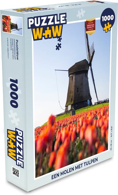 Puzzel Een molen met tulpen - Legpuzzel - Puzzel 1000 stukjes volwassenen