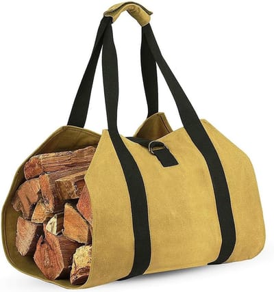 Grote Canvas Houtdrager 39"x19", Stevige Oxford Stof, D-Ringen, Trekkoord, Ideaal voor Hout, Binnengebruik, Buiten, Kamperen en Openhaard
