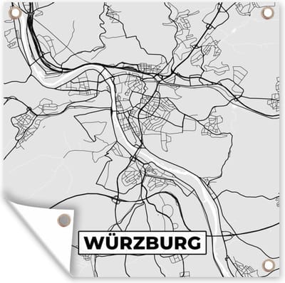 Tuin poster Duitsland - Stadskaart - Plattegrond - Würzburg - Kaart - 200x200 cm - Tuindoek