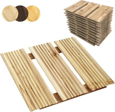 Houten Terrastegels - Tuintegels Vlonder - Buiten Leven - Massief Larch Hout - 30x30 cm - Onbehandeld