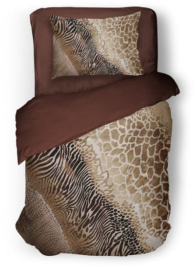 Eleganzzz Dekbedovertrek Wilderness Chic - Brown - Dekbedovertrek 140x200/220cm - Micropercal - Eenpersoons - Dekbedovertrekken - Dierenprint Dekbedovertrek