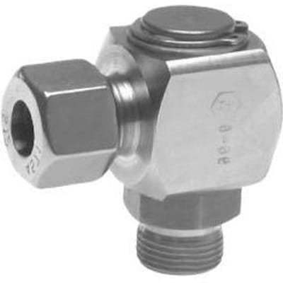 G 3/8'' Buitendraad x 12S RVS Elbow 90deg Draaidoorvoer Snijring 630 Bar DIN 2353 - FL2E-MC-SF-038G-12-S