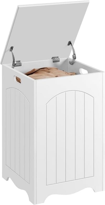 Witte Wasmand met Deksel en 96 Liter Capaciteit - Ideaal voor Badkamer en Slaapkamer