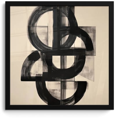 Poster in lijst - Fotolijst 40x40 cm - Posters - Cirkels - Lijnen - Vormen - Zwart - Posterlijst zwart - Decoratie - Wanddecoratie woonkamer - Muurdecoratie slaapkamer