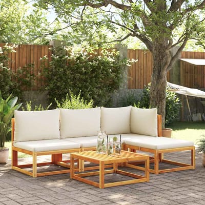 vidaXL - Tuinbank - zonder - armleuningen - met - kussens - acaciahout - & - touw