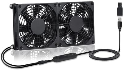Koelventilator Set - Dubbele Ventilator - Apparatuur Koelen - 10-voudig Instelbaar - 140 mm - Zwart