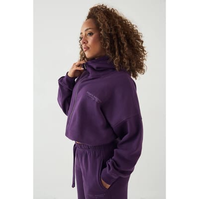 Dames DSGN Studio Sport Training Club Toggle Zoom Trechter Hals Hoodie | Blackcurrant | Maat: XS