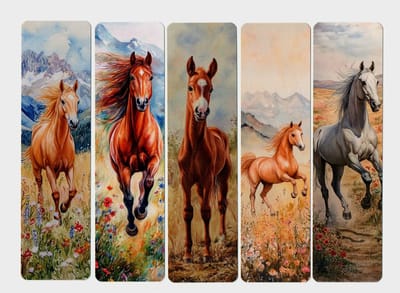 Paarden Boekenleggers – Aquarel Paard Ontwerpen – Cadeau voor Lezers & Studenten – Viwado®