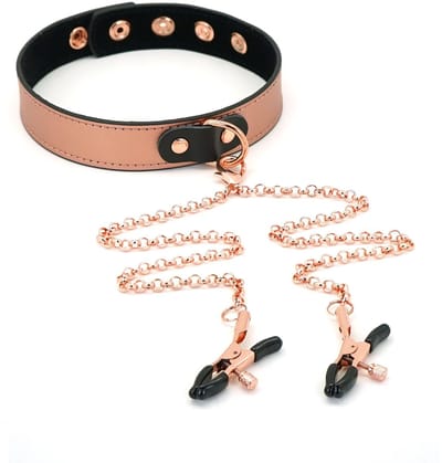 Liebe Seele - Rose Gold Memory - Exclusieve Smalle collar Met Tepelklemmen - Rosé Goud