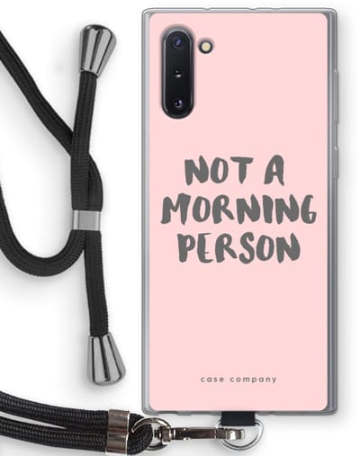 Case Company® - Hoesje met koord geschikt voor Samsung Galaxy Note 10 hoesje met Koord - Morning person - Telefoonhoesje met Zwart Koord - Bescherming aan alle Kanten en Over de Schermrand